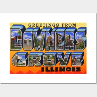 Greetings from Downers Grove, Illinois - Vintage Large Letter Postcard Posters and Art